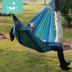 Dubbele Hangmat Blauw - 1 Of 2 Persoons - Lig Oppervlak 190x150cm - Lengte 260cm -Buitentuin Winkel 1200x1200 1005