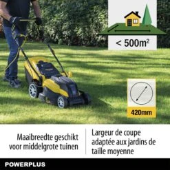 Powerplus POWXG6281 Elektrische Grasmaaier - Grasmachine Voor Middelgrote En Grote Tuin - 2000W - Maaibreedte 420mm - Verstelbare Maaihoogte - Mulching Functie - Incl. 40L Opvangbak -Buitentuin Winkel 1200x1200 1329