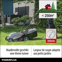 Powerplus POWEG63703 Elektrische Grasmaaier - Grasmachine Voor Kleine Tuin - 1000 W - 32cm Maaibreedte - 30L Opvangbak - Verstelbare Maaihoogte -Buitentuin Winkel 1200x1200 1334