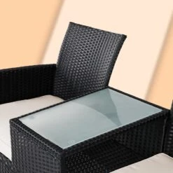 Casaria Polyrattan Tuinbank - Incl. Kussen - 143x55x88 Cm Zwart -Buitentuin Winkel 1200x1200 141