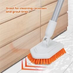 Merkloos Vloerschrobber - Bad Tegel Borstel Scrubber - Met 107cm Verstelbaar Lange - Voor Reiniging Badkamer Keuken Keramische Tegel - Oranje -Moederdag Cadeautje -Buitentuin Winkel 1200x1200 1420