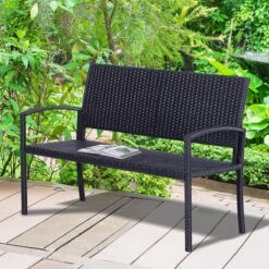 Outsunny Polyrotan Tuinbank 2-zits Parkbank Bank Staal Zwart 867-022 -Buitentuin Winkel 1200x1200 151