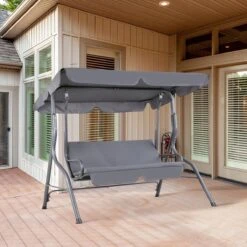 Merkloos Casaria Hollywood Schommel - Antraciet - Incl. Zonnekap -Buitentuin Winkel 1200x1200 157