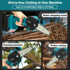 Merkloos Mini Accu Kettingzaag - 4 Inch Elektrische Boomzaag - Handkettingzaag - Met 2 Accu En 1 Oplader - Voor Tuinboom Ranch Bomen Snijden Hout- Blauw -Buitentuin Winkel 1200x1200 1602