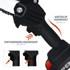 Zenway - Mini Kettingzaag - Snoeizaag - Kettingzaag - Kettingzaag Elektrisch Met 1 Accu- Inclusief Koffer - 1 Extra Accu - Zwart -Buitentuin Winkel 1200x1200 1603