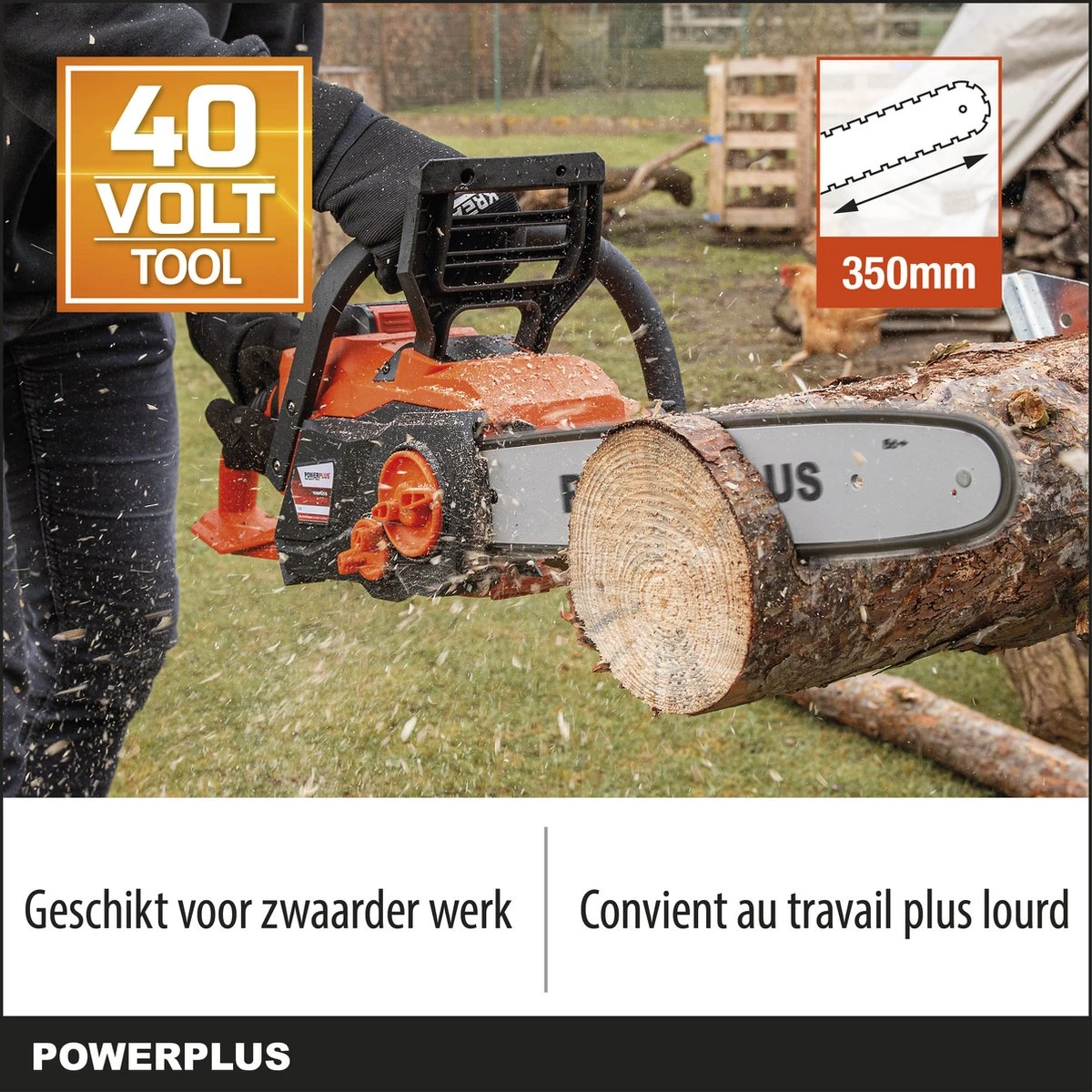 Powerplus Dual Power POWDPGSET33 Accu Kettingzaag - 40V - 30 Cm Zwaardlengte -2x20V Accu -1 X Lader 4 Powerplus Dual Power POWDPGSET33 Accu Kettingzaag - 40V - 30 Cm Zwaardlengte -2x20V Accu -1 X Lader - Afbeelding 2
