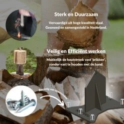Miseru Houtklover – Geen Bijl Nodig – No Axe - Houtsplijter – Houtkliever – HANDMADE In Holland - Houtklover Voor Aanmaakhout – Metaal -Buitentuin Winkel 1200x1200 1675