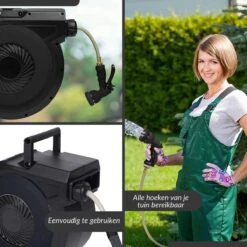 Buxibo - Wandslangenbox 20 Meter + 2 Meter - Tuinslang Met Haspel - 9 Sproei Standen - Slangenhouder 180° Draaibaar - Tuinslanghaspel Zwart+ Gratis Sproeier - Zwart -Buitentuin Winkel 1200x1200 1812