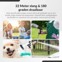 Buxibo - Wandslangenbox 20 Meter + 2 Meter - Tuinslang Met Haspel - 9 Sproei Standen - Slangenhouder 180° Draaibaar - Tuinslanghaspel Zwart+ Gratis Sproeier - Zwart -Buitentuin Winkel 1200x1200 1817