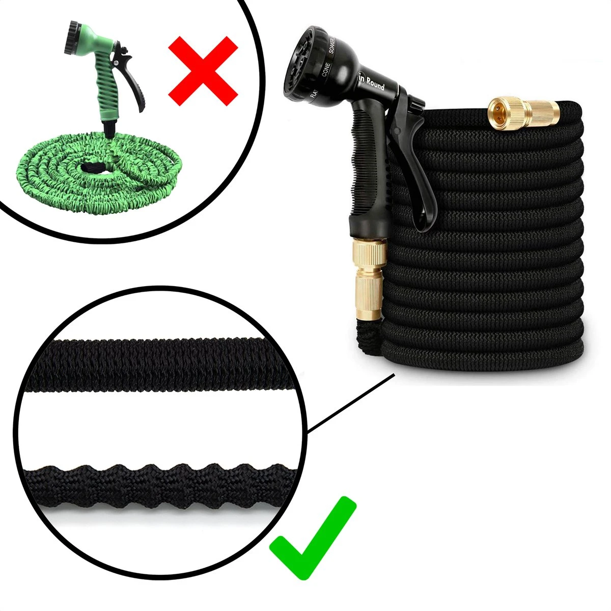 In Round Flexibele Tuinslang – 22,5 Meter – Sproeikop, Tuinslanghouder 5 In Round Flexibele Tuinslang – 22,5 Meter – Sproeikop, Tuinslanghouder - Afbeelding 3