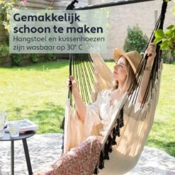 Vita5 XXL Hangstoel | Binnen&Buiten Hangnest | Incl. 2 Kussens En Boekenvak | Volwassenen&Kinderen | Hangmatstoel Tot 225kg | Beige -Buitentuin Winkel 1200x1200 215