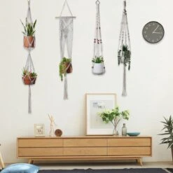 4 Stuks Plantenhangers - Boho Handgeweven Katoen Hangpot Voor Binnen/Buiten - Bloempot Met Kralen - Macramé Touw/Koord Hangplant Houder - Bohemian Wandhanger Decoratie - Verticale Tuin Plant Hanger Bloempothouder Planthanger Wit -Buitentuin Winkel 1200x1200 2236