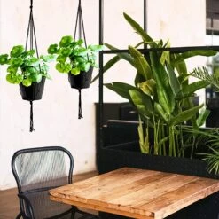 9 Stuks Zwart Macrame Plantenhangers - Boho Handgeweven Katoen Hangpot Voor Binnen/Buiten - Hangende Bloempot Met Kralen - Macramé Touw/Koord Hangplant Houder - Bohemian Wandhanger Decoratie - Plant Hanger - Verticale Tuin Bloempothouder Planthanger -Buitentuin Winkel 1200x1200 2240
