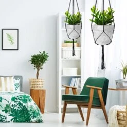 9 Stuks Zwart Macrame Plantenhangers - Boho Handgeweven Katoen Hangpot Voor Binnen/Buiten - Hangende Bloempot Met Kralen - Macramé Touw/Koord Hangplant Houder - Bohemian Wandhanger Decoratie - Plant Hanger - Verticale Tuin Bloempothouder Planthanger -Buitentuin Winkel 1200x1200 2242