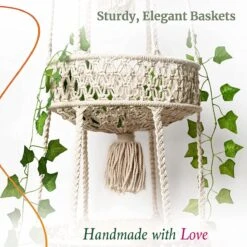 Macramé 3-Laags Hangende Fruitmand - Bohemian Mand Plantenhanger - Handgemaakt Katoen Touw Fruitschaal Hangmand - Boho Ophangbaar Etagere - Decoratieve Fruit Schaal/Basket - Opbergmand Organizer - Keuken/Balkon Decoratie - Hangpot Voor Binnen/Buiten -Buitentuin Winkel 1200x1200 2247