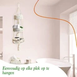 Macramé 3-Laags Hangende Fruitmand - Bohemian Mand Plantenhanger - Handgemaakt Katoen Touw Fruitschaal Hangmand - Boho Ophangbaar Etagere - Decoratieve Fruit Schaal/Basket - Opbergmand Organizer - Keuken/Balkon Decoratie - Hangpot Voor Binnen/Buiten -Buitentuin Winkel 1200x1200 2248