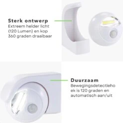 Cheqo® Bewegingsmelder - Lamp Met Bewegingssensor Voor Binnen En Buiten - Plafondlamp - 0 Tot 5m Afstand - Automatisch Aan/Uit - 25sec Vertraging - Wandmontage - Op Batterijen -Buitentuin Winkel 1200x1200 2301