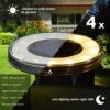 Arisenn® 360 - 4 X Solar LED Grondspot Zwart - WarmWit 3000K - Solar Tuinverlichting - Buitenlamp - Tuinverlichting Op Zonne-Energie - Schemerschakelaar - Automatisch Aan- IP67 - 1200 MAh Lithium Accu -Buitentuin Winkel 1200x1200 2328