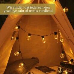 J-Pro Frigus 20 Lichtsnoer Buiten Op Netstroom - Tuinverlichting LED - Buiten Lichtslinger - 20 LEDs Tuinverlichting Met Stekker - 3+2m - ø5cm -Buitentuin Winkel 1200x1200 2334