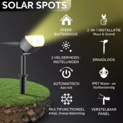 Happy Goods - Solar Prikspot - Buitenlampen - Tuinsteker - Buiten - Solar - Tuinverlichting - Lampen - Buiten Verlichting - Tuinlantaarn - Padverlichting - Zonne-energie - Warm White - Prikspot - Zomer - Duurzaam -Buitentuin Winkel 1200x1200 2353