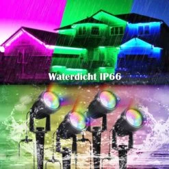 Merkloos Buitenverlichting - Bluetooth Led Tuinspot - LED Tuinspots - Tuinlampen - Te Besturen Met Mobiele App - RGB Multicolour - Waterdicht IP66 - 4 Stuks -Buitentuin Winkel 1200x1200 2395