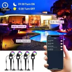 Merkloos Buitenverlichting - Bluetooth Led Tuinspot - LED Tuinspots - Tuinlampen - Te Besturen Met Mobiele App - RGB Multicolour - Waterdicht IP66 - 4 Stuks -Buitentuin Winkel 1200x1200 2398