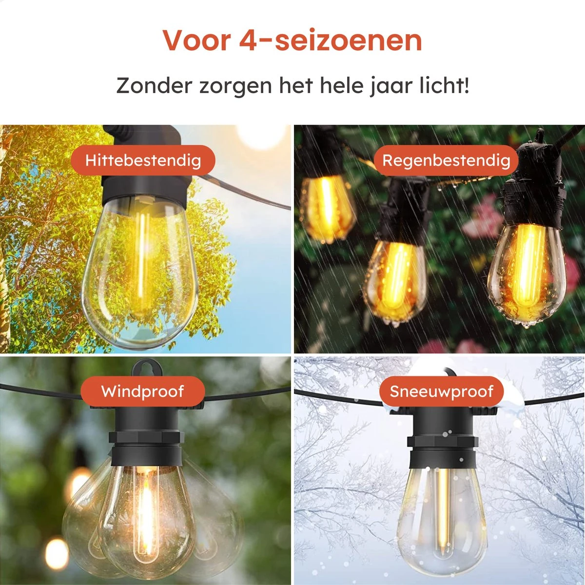 Partizzle 15m LED Lichtsnoer Voor Buiten - Tuinverlichting - Lampjes Slinger - Lichtslinger - 2700K / Waterdicht 4 Partizzle 15m LED Lichtsnoer Voor Buiten - Tuinverlichting - Lampjes Slinger - Lichtslinger - 2700K / Waterdicht - Afbeelding 2