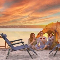 Relaxdays Ligstoel Inklapbaar - Ligbed Met Hoofdsteun - Strandstoel Verstelbaar - Camping - Donkerblauwe -Buitentuin Winkel 1200x1200 245