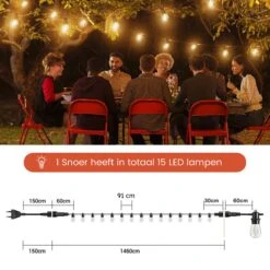 Partizzle 15m LED Lichtsnoer Voor Buiten - Tuinverlichting - Lampjes Slinger - Lichtslinger - 2700K / Waterdicht 20 Partizzle 15m LED Lichtsnoer Voor Buiten - Tuinverlichting - Lampjes Slinger - Lichtslinger - 2700K / Waterdicht -Buitentuin Winkel 1200x1200 2450