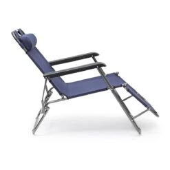 Relaxdays Ligstoel Inklapbaar - Ligbed Met Hoofdsteun - Strandstoel Verstelbaar - Camping - Donkerblauwe -Buitentuin Winkel 1200x1200 249