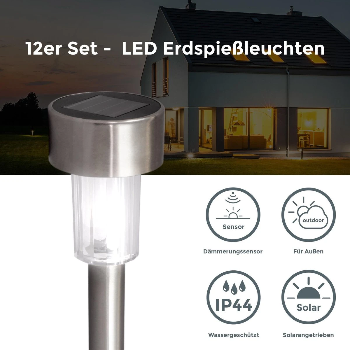 B.K.Licht - Solar Tuinverlichting LED - Padverlichting Met Nachtsensor - 12 Stuks - Tuinlampen Op Zonneenergie - Buitenverlichting - Buitenlamp - IP44 - Incl. Grondspies 4 B.K.Licht - Solar Tuinverlichting LED - Padverlichting Met Nachtsensor - 12 Stuks - Tuinlampen Op Zonneenergie - Buitenverlichting - Buitenlamp - IP44 - Incl. Grondspies - Afbeelding 2