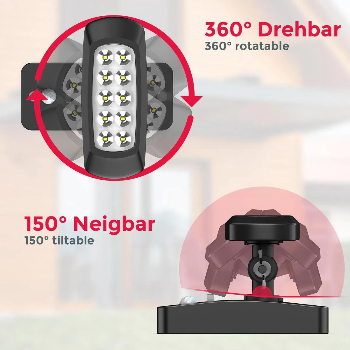 B.K.Licht - Buitenlamp - Wandlamp Buiten - Schijnwerper - Solar - Zonne-energie - Met Bewegingssensor - Floodlight - Tuin - Zwart - IP44 7 B.K.Licht - Buitenlamp - Wandlamp Buiten - Schijnwerper - Solar - Zonne-energie - Met Bewegingssensor - Floodlight - Tuin - Zwart - IP44 - Afbeelding 5