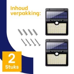 Merkloos Solar Buitenlamp Met Bewegingssensor - Wit Licht - Tuinverlichting Op Zonne-energie - IP65 Waterdicht - 2 Stuks - 97 LEDs - 2700K - Zwart -Buitentuin Winkel 1200x1200 2626