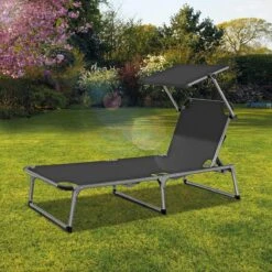 Sens Design Zonnebed - Ligbed Inklapbaar Met Zonneklep - Grijs -Buitentuin Winkel 1200x1200 266