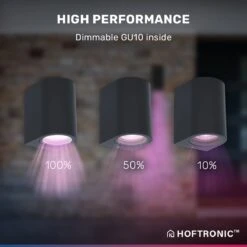 Hoftronic Smart Alvin - Smart LED Wandlamp - WiFi + Bluetooth - Downlight - GU10 5,5 Watt 400lm - RGBWW 16,5 Miljoen Kleuren - Slimme Muurlamp - Geschikt Als Binnen En Buiten Wandlamp - 3 Jaar Garantie -Buitentuin Winkel 1200x1200 2661