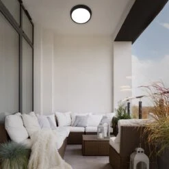 Led Buiten Plafondlamp - Geschit Voor Binnen En Buiten Opbouwlamp - 18w - 4000K Daglicht - 2235 Lumen - Rond - Zwart/Wit - 210 Mm - IP65 -Buitentuin Winkel 1200x1200 2666