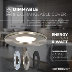 HOFTRONIC Venezia - Set Van 6 LED Inbouwspots RVS - IP65 Waterdicht - Dimbaar - 6 Watt 600 Lumen - Met Lichtbron - 2700K Warm Wit Licht - Zaagmaat 65mm - Inbouwdiepte 45mm - Geschikt Voor Badkamer, Woonkamer, Veranda En Carport - 3 Jaar Garantie -Buitentuin Winkel 1200x1200 2670