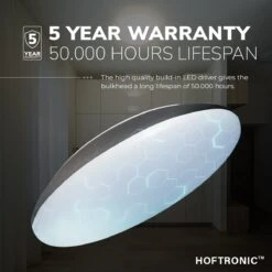 HOFTRONIC - LED Plafondlamp - Plafonnière - RVS - 12 Watt - IP65 Waterdicht - Kleur Instelbaar (2700K, 4000K & 5000K) - 1200 Lumen - IK10 Stootveilig - Ø25 Cm - Geschikt Voor Badkamer - Voor Binnen En Buiten - 3 Jaar Garantie -Buitentuin Winkel 1200x1200 2729