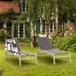 Blumfeldt Renazzo Lounge Ligstoel - Ligbed Voor De Tuin - Aluminium Tuinstoel - 6 Standen - Waterafstotend - Bekleding Van 70 % Pvc En 30 % Polyetheen - Grijs -Buitentuin Winkel 1200x1200 278