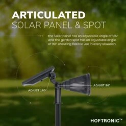 2x HOFTRONIC Bend - Solar Tuinspot - Zwart - IP65 Waterdicht - Prikspot - 2 Lichtstanden - Tot 9 Uur Brandtijd - Kantelbaar Monokristal Zonnepaneel - 3000K Warm Wit (sfeervol) - Solar Tuinverlichting Zonne Energie -Buitentuin Winkel 1200x1200 2800