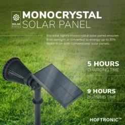 2x HOFTRONIC Bend - Solar Tuinspot - Zwart - IP65 Waterdicht - Prikspot - 2 Lichtstanden - Tot 9 Uur Brandtijd - Kantelbaar Monokristal Zonnepaneel - 3000K Warm Wit (sfeervol) - Solar Tuinverlichting Zonne Energie -Buitentuin Winkel 1200x1200 2802
