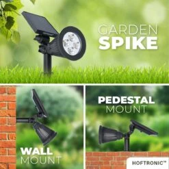 2x HOFTRONIC Bend - Solar Tuinspot - Zwart - IP65 Waterdicht - Prikspot - 2 Lichtstanden - Tot 9 Uur Brandtijd - Kantelbaar Monokristal Zonnepaneel - 3000K Warm Wit (sfeervol) - Solar Tuinverlichting Zonne Energie -Buitentuin Winkel 1200x1200 2803