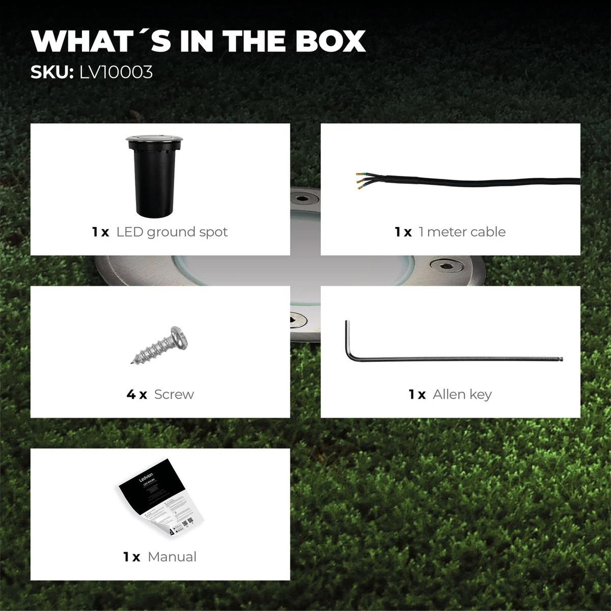 Ledvion Leo - LED Grondspot - 1m Kabel - RVS Geborsteld - Rond - GU10 Fitting - IP67 12 Ledvion Leo - LED Grondspot - 1m Kabel - RVS Geborsteld - Rond - GU10 Fitting - IP67 - Afbeelding 10