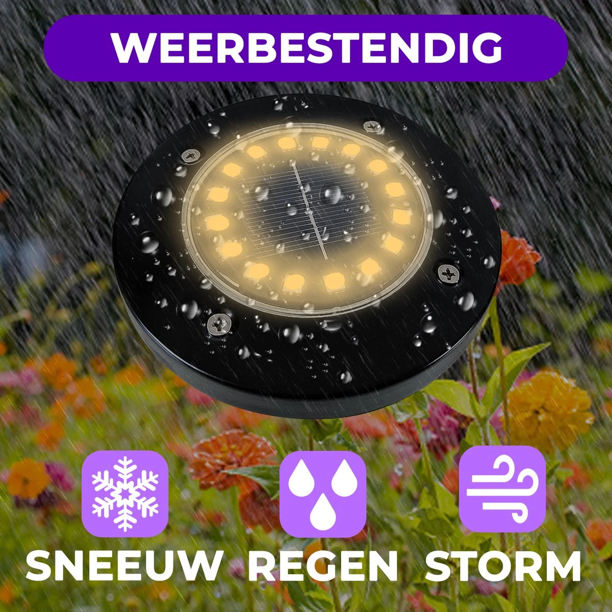 Shutterlight® 16 LED Solar Grondspot - Tuinverlichting - Zonlichtsensor - Zonne-energie - Matte Zwart - Warm Wit Licht - 4 Stuks - Buiten 4 Shutterlight® 16 LED Solar Grondspot - Tuinverlichting - Zonlichtsensor - Zonne-energie - Matte Zwart - Warm Wit Licht - 4 Stuks - Buiten - Afbeelding 2