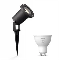 Philips Puled Grondspot LED Voor Buiten - Incl. Philips Hue White GU10 - Prikspot - Tuinverlichting - Buitenlamp - Zwart
