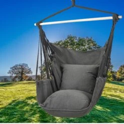 Hangmat Stoel - Hangstoel Voor Binnen Of Buiten - Incl. 2 Kussens - Zwart/Grijs Antraciet -Buitentuin Winkel 1200x1200 301