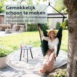 Vita5 XXL Hangstoel | Binnen&Buiten Hangnest | Incl. 2 Kussens En Boekenvak | Volwassenen&Kinderen | Hangmatstoel Tot 225kg | Donkergroen -Buitentuin Winkel 1200x1200 309