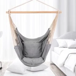 RENALUX Hangstoel Buiten En Binnen - Hangstoel Voor Binnen - Hangstoel Zonder Standaard - Hangstoel Cocoon - Gratis 2 Zachte Kussens - 150 KG - Grijs -Buitentuin Winkel 1200x1200 312
