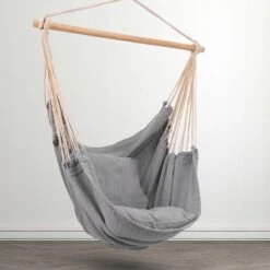 RENALUX Hangstoel Buiten En Binnen - Hangstoel Voor Binnen - Hangstoel Zonder Standaard - Hangstoel Cocoon - Gratis 2 Zachte Kussens - 150 KG - Grijs -Buitentuin Winkel 1200x1200 314