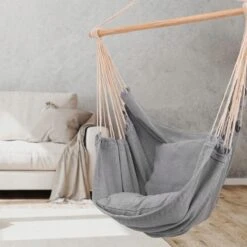 RENALUX Hangstoel Buiten En Binnen - Hangstoel Voor Binnen - Hangstoel Zonder Standaard - Hangstoel Cocoon - Gratis 2 Zachte Kussens - 150 KG - Grijs -Buitentuin Winkel 1200x1200 315